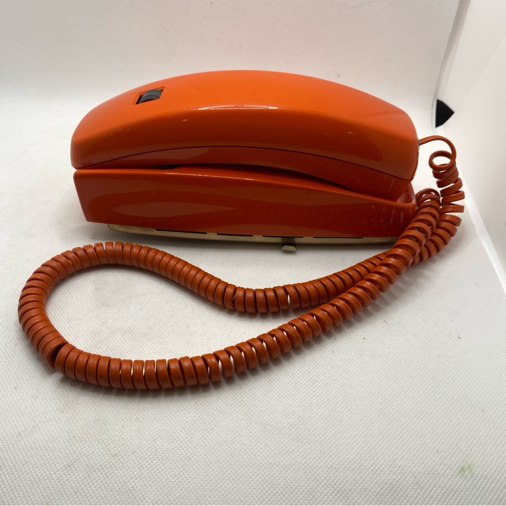 Vintage Orange Push Button Landline Phone